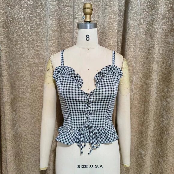 ANTHROPOLOGIE: Gingham Ruffled Top - Picture 5 of 5